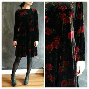 Vintage rose velvet swing dress